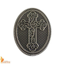 Customized Bags Logo Oval Cross Embossed Metal Tag